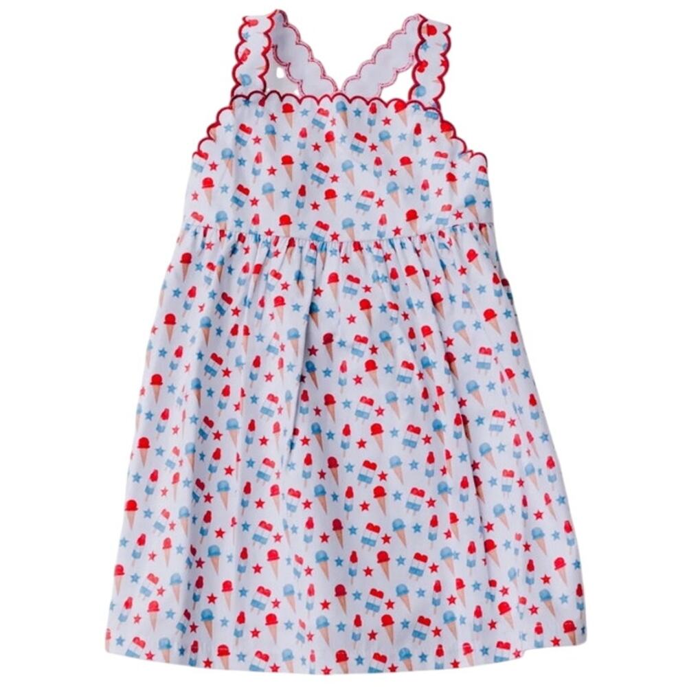 Girls' White Red & Blue Summer Sundress